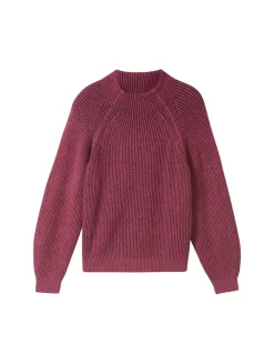 Gerippter Pullover mit Stehkragen blackberry rib structure
