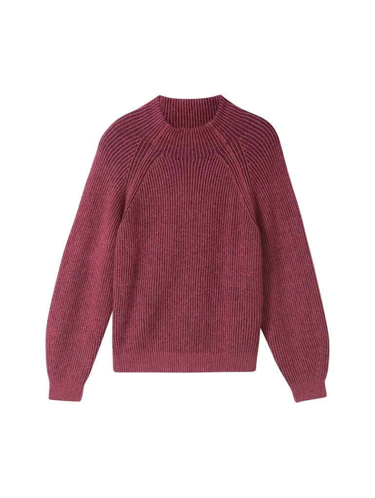 Gerippter Pullover mit Stehkragen blackberry rib structure