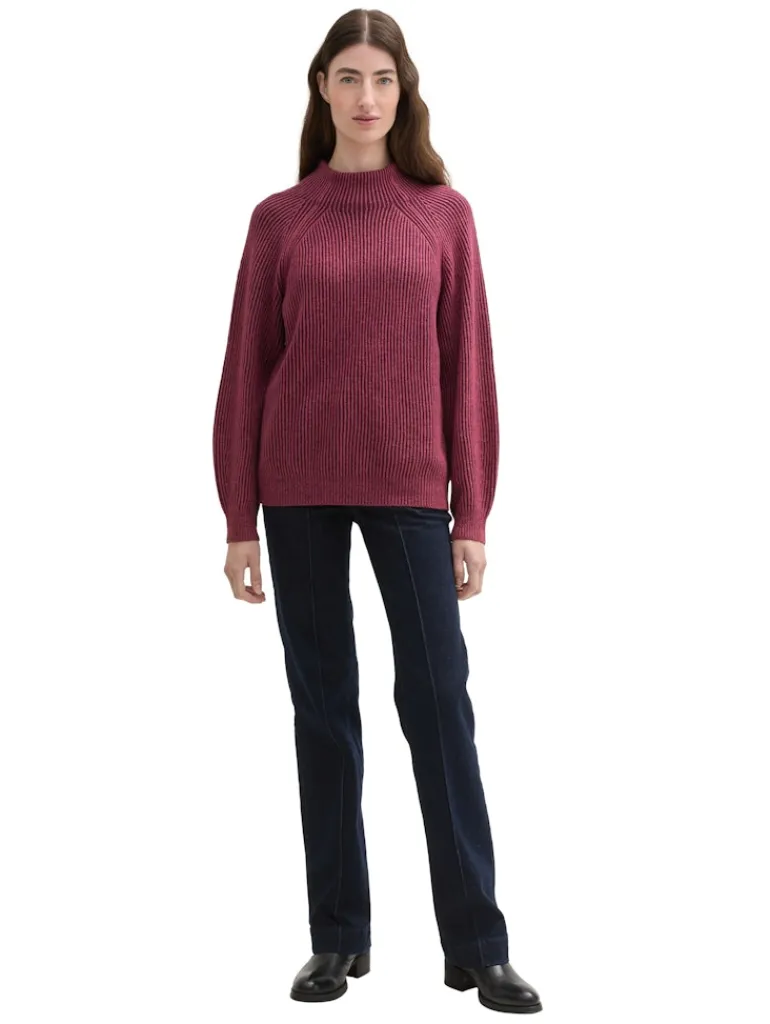 Gerippter Pullover mit Stehkragen blackberry rib structure