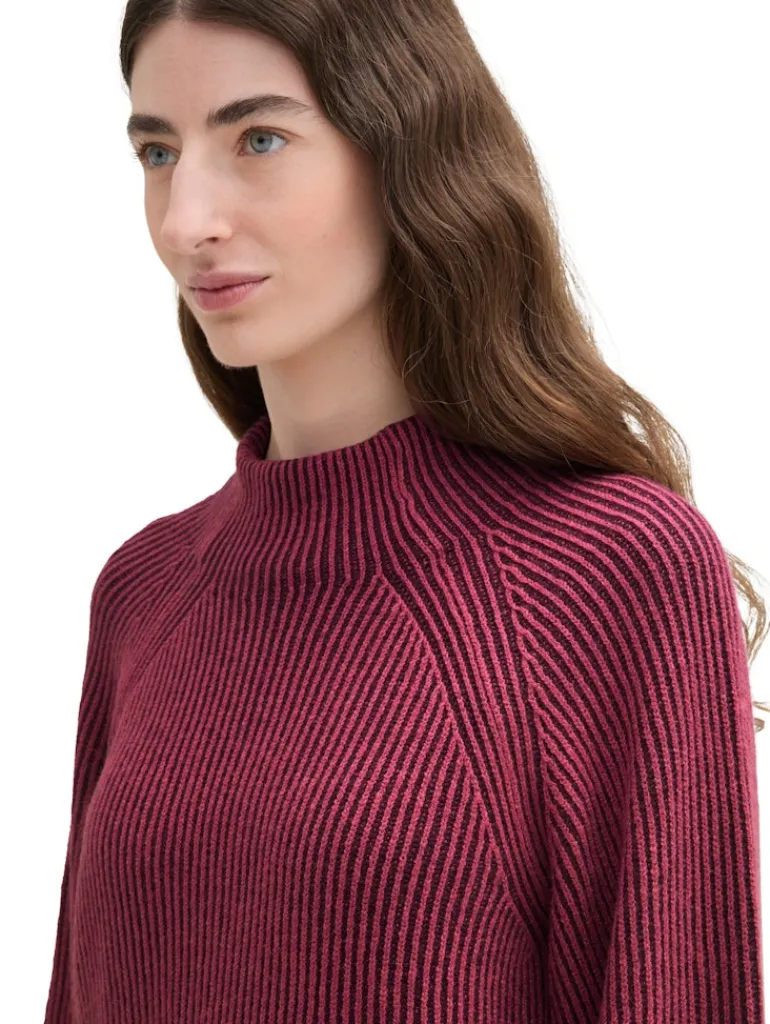 Gerippter Pullover mit Stehkragen blackberry rib structure
