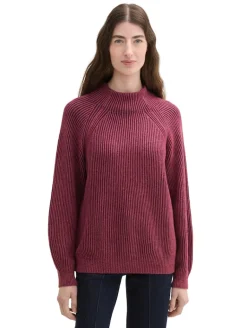 Gerippter Pullover mit Stehkragen blackberry rib structure