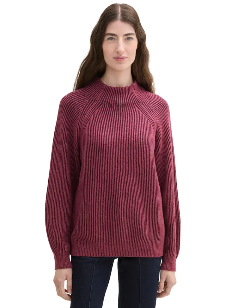 Gerippter Pullover mit Stehkragen blackberry rib structure