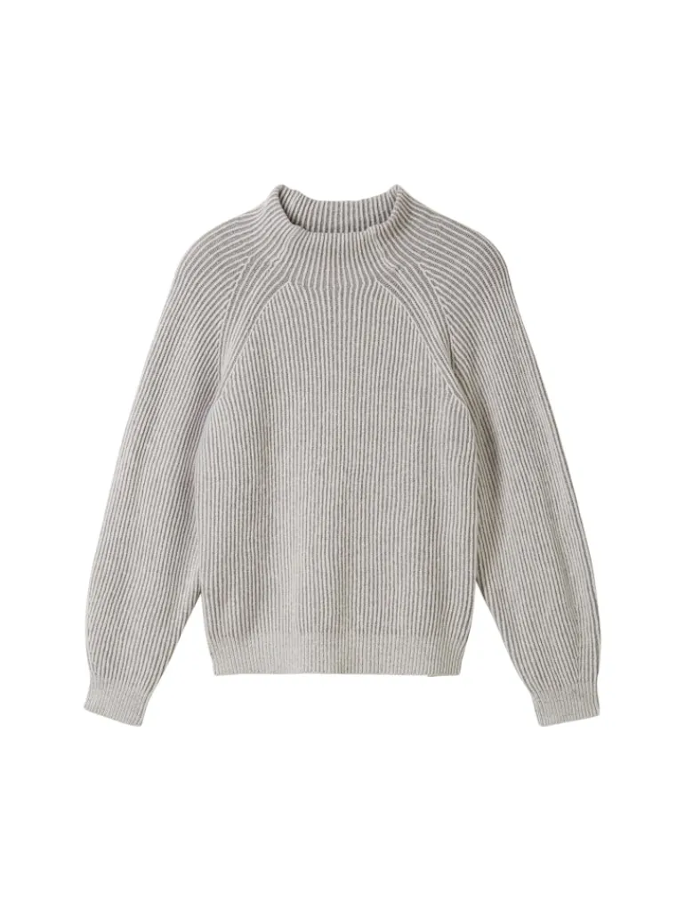 Gerippter Pullover mit Stehkragen explicit grey rib structure