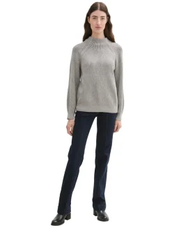 Gerippter Pullover mit Stehkragen explicit grey rib structure