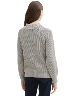 Gerippter Pullover mit Stehkragen explicit grey rib structure