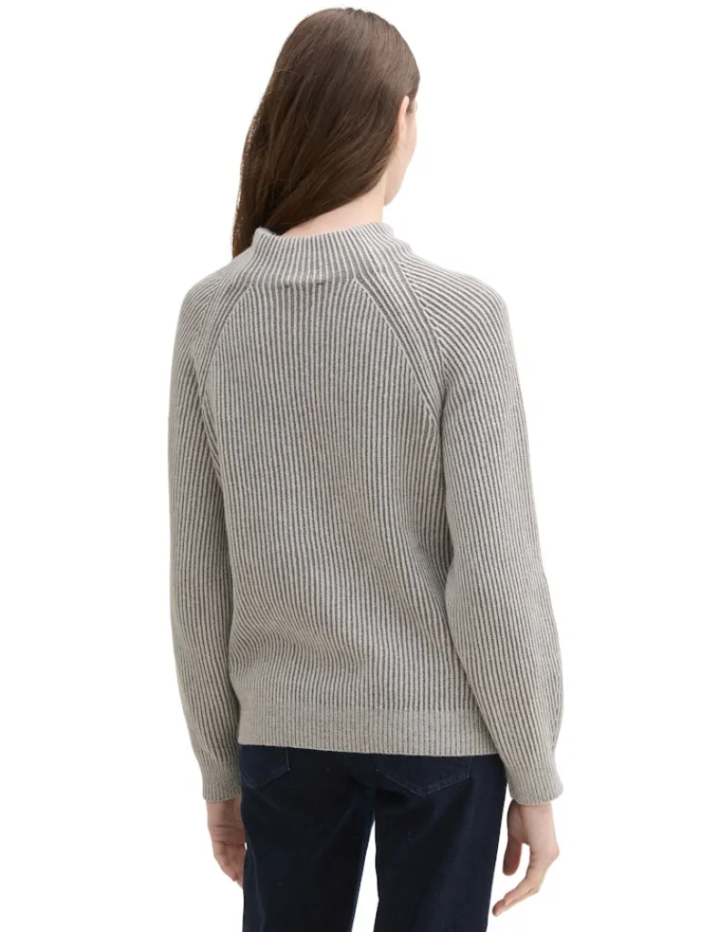 Gerippter Pullover mit Stehkragen explicit grey rib structure