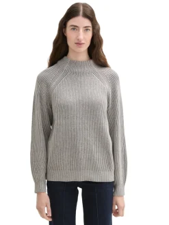 Gerippter Pullover mit Stehkragen explicit grey rib structure