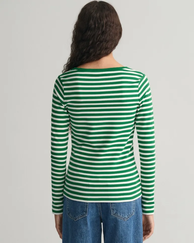 Geripptes Langarm-T-Shirt mit Streifen lavish green