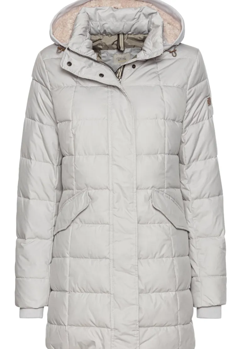 Gesteppte Jacke mit abnehmbarer Kapuze silver