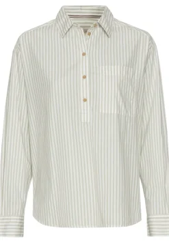 Gestreifte Bluse aus reiner Baumwolle eukalyptus stripes