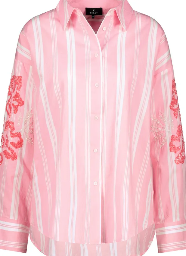 Gestreifte Bluse mit Pailletten pink smoothie gemustert