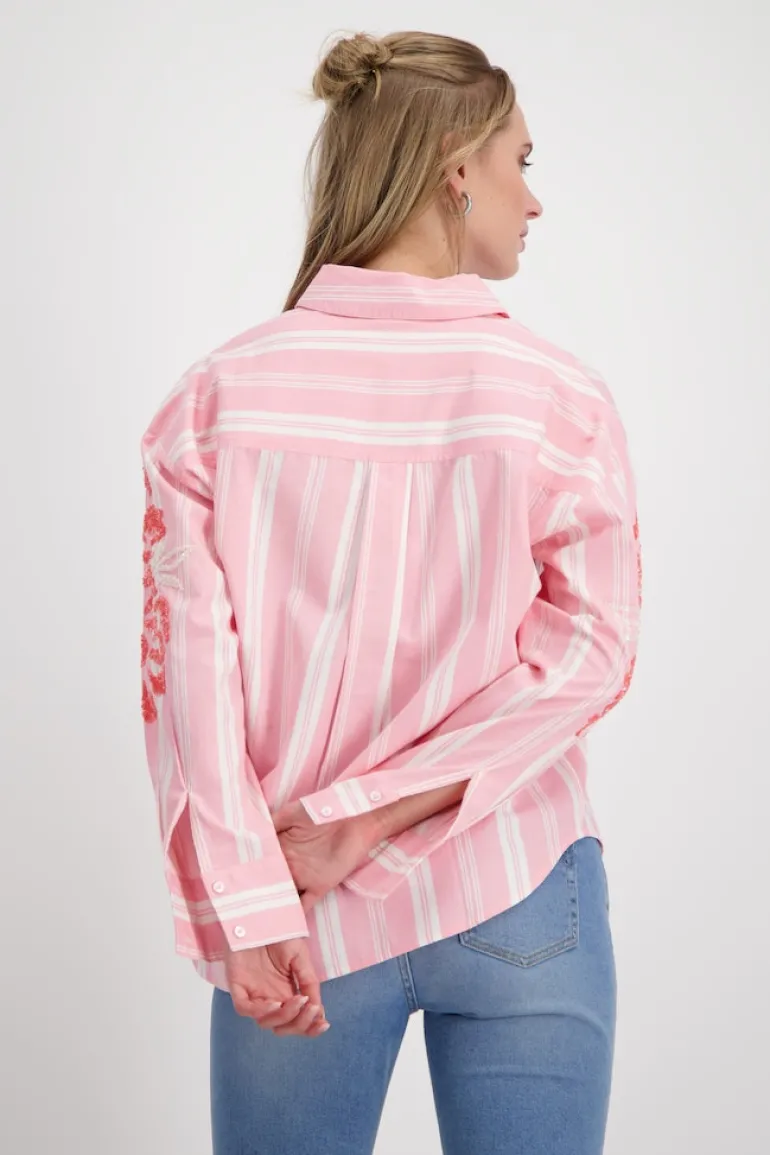 Gestreifte Bluse mit Pailletten pink smoothie gemustert