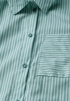 Gestreifte Hemdbluse petrol green
