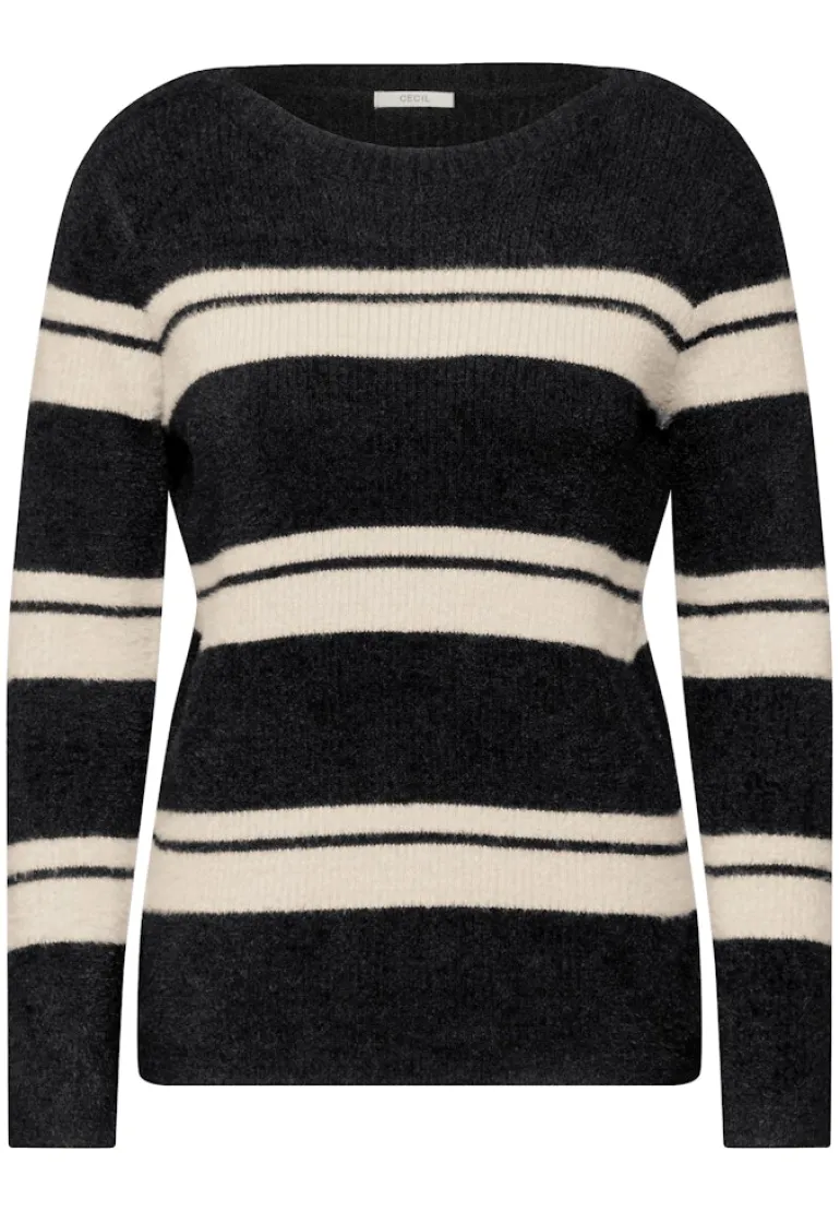 Gestreifter Pullover black