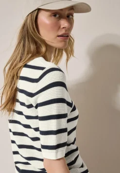 Gestreifter Strukturpullover universal blue