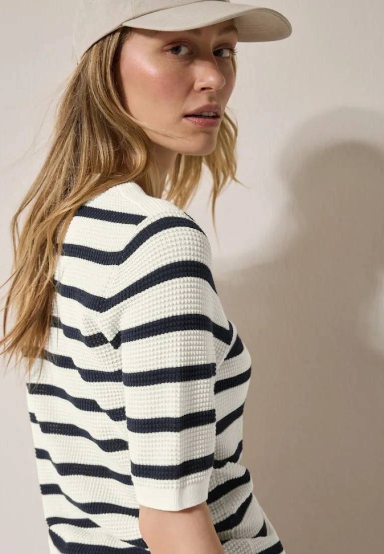 Gestreifter Strukturpullover universal blue