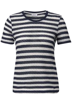 Gestreiftes Ajour T-Shirt urban navy blue