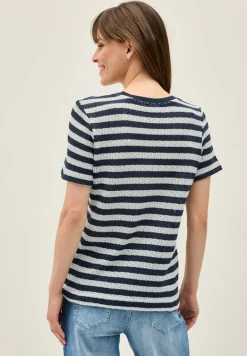 Gestreiftes Ajour T-Shirt urban navy blue