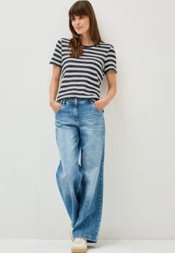 Gestreiftes Ajour T-Shirt urban navy blue