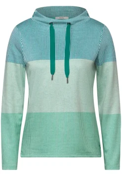 Gestreiftes Colorblock Shirt petrol green