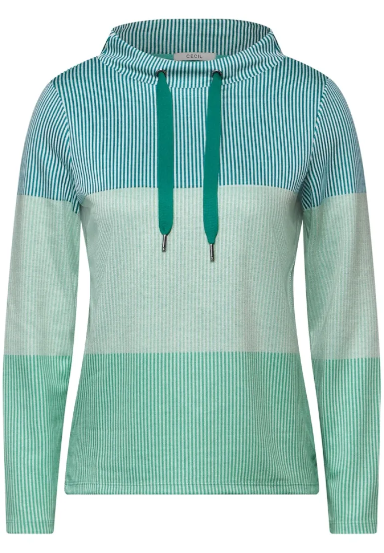 Gestreiftes Colorblock Shirt petrol green