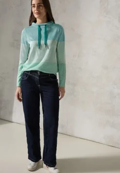 Gestreiftes Colorblock Shirt petrol green