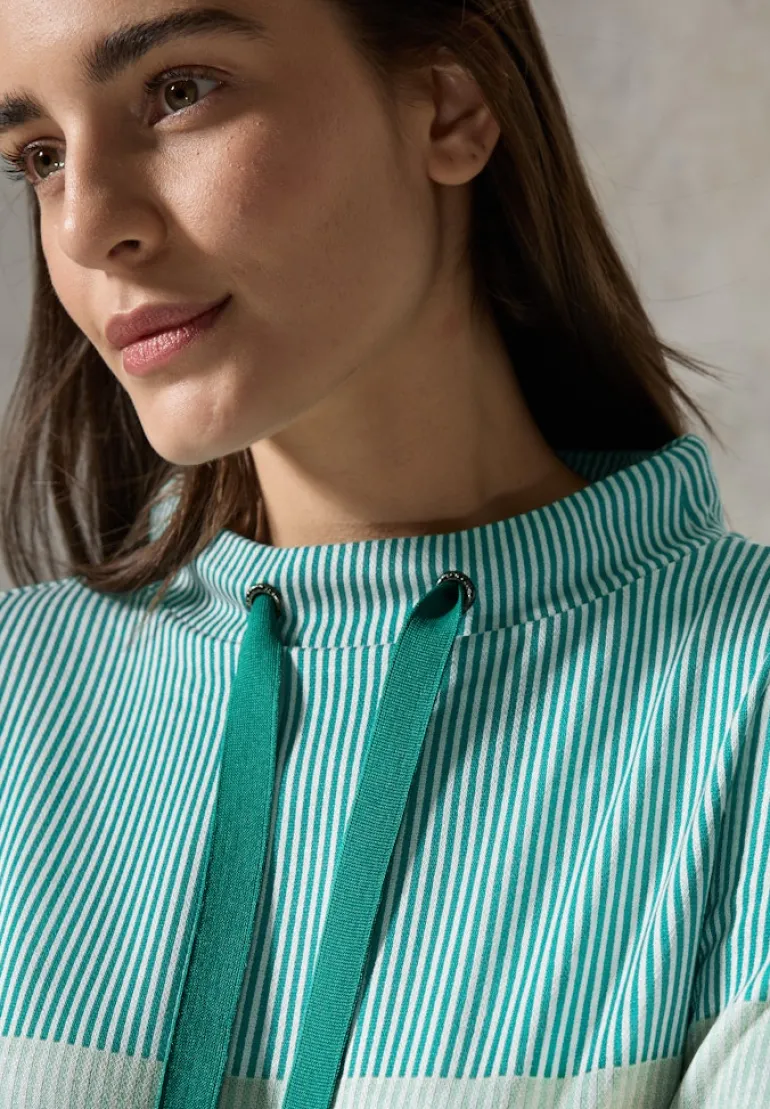 Gestreiftes Colorblock Shirt petrol green