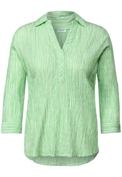 Gestreifte Seersucker Bluse iced neon green