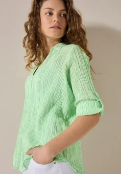 Gestreifte Seersucker Bluse iced neon green