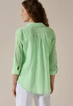 Gestreifte Seersucker Bluse iced neon green