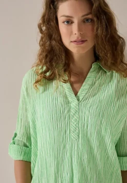 Gestreifte Seersucker Bluse iced neon green