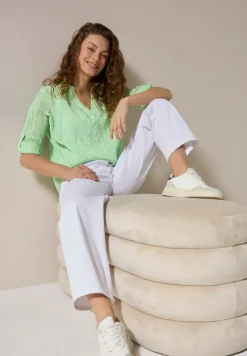 Gestreifte Seersucker Bluse iced neon green