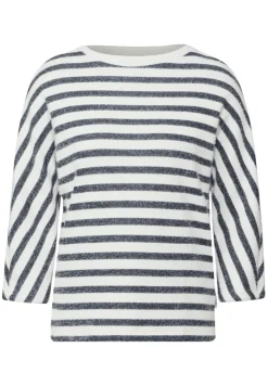 Gestreiftes Federgarn Shirt universal blue