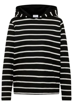 Gestreiftes Kapuzenshirt black