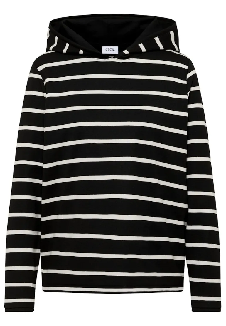 Gestreiftes Kapuzenshirt black
