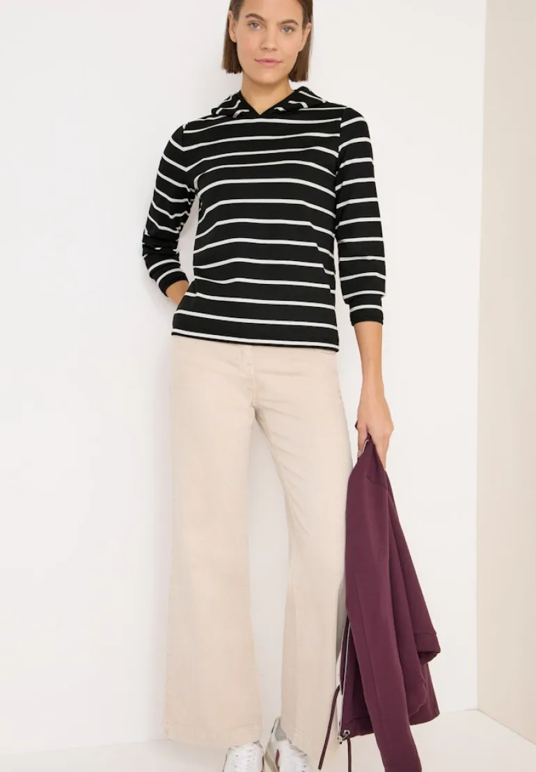 Gestreiftes Kapuzenshirt black
