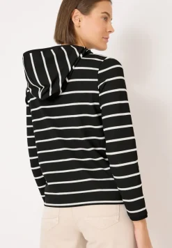 Gestreiftes Kapuzenshirt black