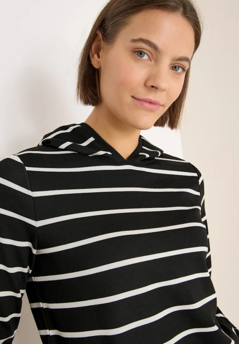 Gestreiftes Kapuzenshirt black