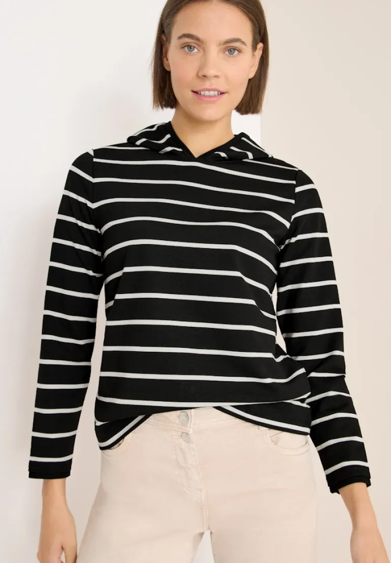 Gestreiftes Kapuzenshirt black