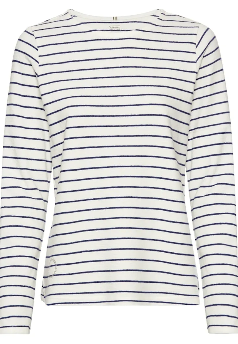 Gestreiftes Langarmshirt aus reiner Baumwolle indigo blue stripes
