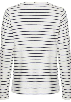 Gestreiftes Langarmshirt aus reiner Baumwolle indigo blue stripes