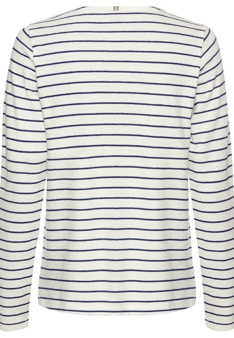 Gestreiftes Langarmshirt aus reiner Baumwolle indigo blue stripes