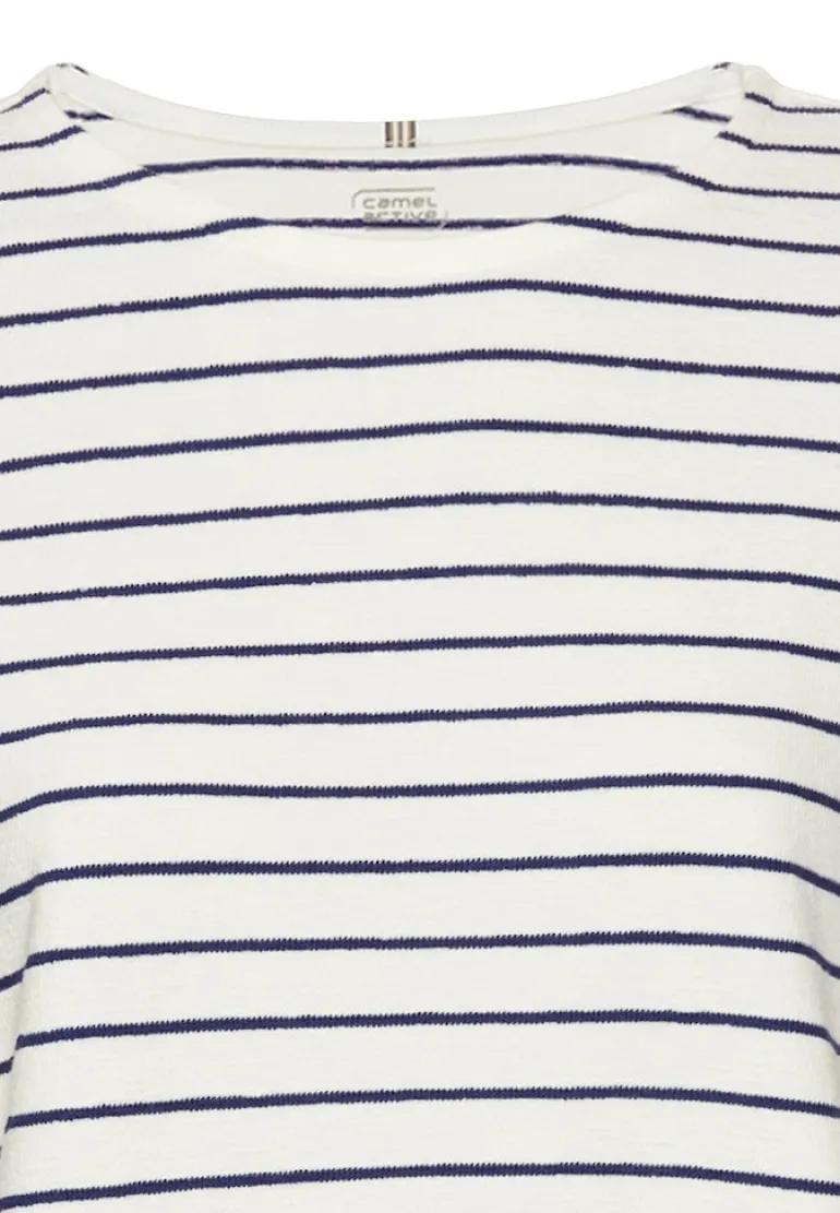 Gestreiftes Langarmshirt aus reiner Baumwolle indigo blue stripes