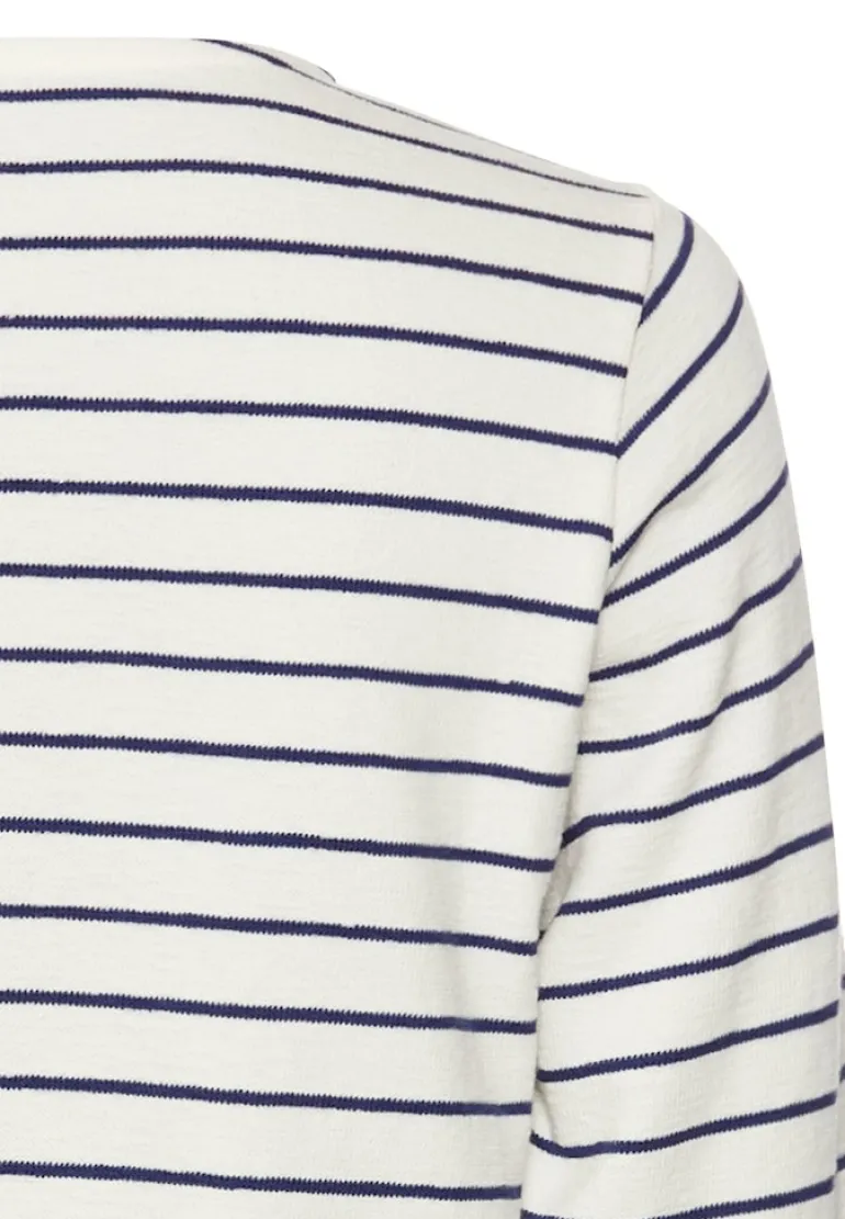 Gestreiftes Langarmshirt aus reiner Baumwolle indigo blue stripes