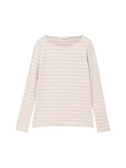 Gestreiftes Langarmshirt mit Bio-Baumwolle beige white stripe