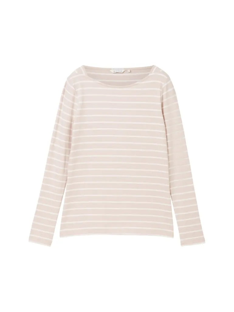 Gestreiftes Langarmshirt mit Bio-Baumwolle beige white stripe