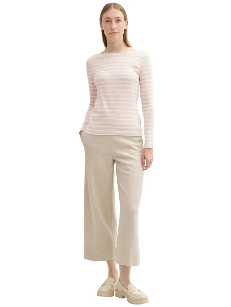 Gestreiftes Langarmshirt mit Bio-Baumwolle beige white stripe