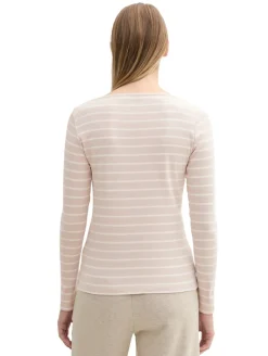 Gestreiftes Langarmshirt mit Bio-Baumwolle beige white stripe