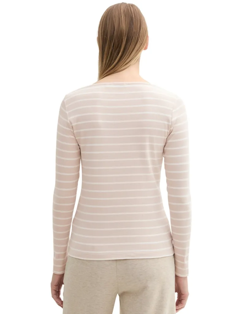 Gestreiftes Langarmshirt mit Bio-Baumwolle beige white stripe