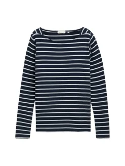 Gestreiftes Langarmshirt mit Bio-Baumwolle navy white stripe